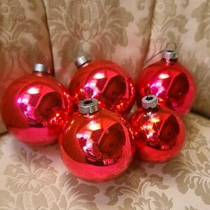 Vintage Red Glass Christmas Ball Ornaments